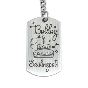 Boldog szülinapot acél medálos kulcstartó, Táska & Tok, Kulcstartó & Táskadísz, Kulcstartó, , MESKA