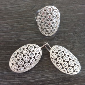 Ezüst virágos vésett szett, , , MESKA