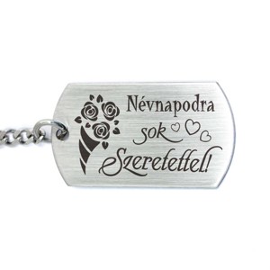 Névnapodra sok szeretettel acél medálos kulcstartó, Táska & Tok, Kulcstartó & Táskadísz, Kulcstartó, , MESKA