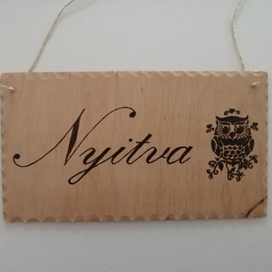 Nyitva-zárva tábla, Otthon & Lakás, Dekoráció, Ajtó- és ablak dekoráció, Ajtódísz & Kopogtató, Gravírozás, pirográfia, Famegmunkálás, Meska