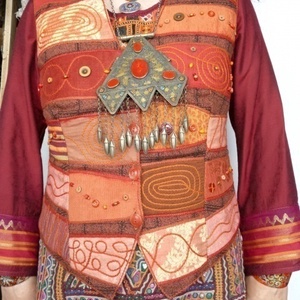 Női, narancs-tégla színű mellény - ruha & divat - női ruha - mellény - Meska.hu