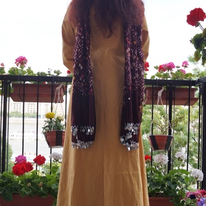 AKCIÓS!!! Mustársárga,  mályva csipkés ruha, L-es méret - ruha & divat - női ruha - ruha - Meska.hu