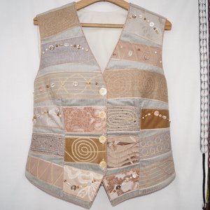 Női, bézs színű mellény - ruha & divat - női ruha - mellény - Meska.hu