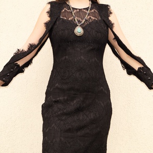 Fekete elasztikus csipke ruha, alkalmi estélyi csipke ruha, fekete báli csipke ruha, új fekete csipke ruha, 38-os méret, Ruha & Divat, Női ruha, Alkalmi ruha & Estélyi ruha, Varrás, MESKA
