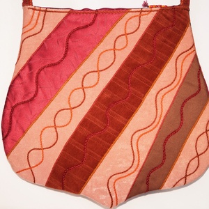  Narancssárga, rozsdabarna, piros, szivárványos, gyöngyös, női textil válltáska - táska & tok - kézitáska & válltáska - válltáska - Meska.hu