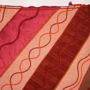  Narancssárga, rozsdabarna, piros, szivárványos, gyöngyös, női textil válltáska - táska & tok - kézitáska & válltáska - válltáska - Meska.hu