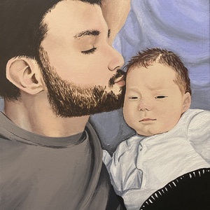 Apa és fia portré, Művészet, Festmény, Akril, Festészet, MESKA