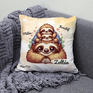 Névvel kérhető - Cuki lajhár Apa és két gyerek - Kicsi a rakás mintás párna - otthon & életmód - lakástextil - párna & párnahuzat - díszpárna (belsővel együtt) - Meska.hu