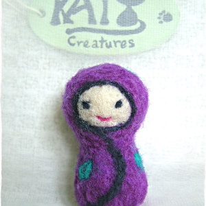 Japán baba - Kokeshi- Tündér / Manó Lila hoodie - Meska.hu