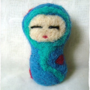 Japán baba - Kokeshi- Tündér / kék, pöttyös - játék & sport - baba & babaház - baba - Meska.hu