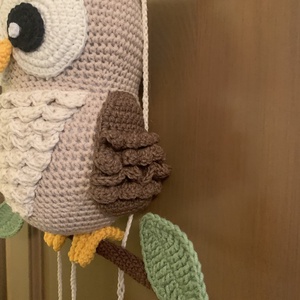 Horgolt baglyos falidísz - baba - mama - babaszoba dekoráció - baba névtábla - Meska.hu