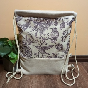 Kolibri és virág mintás tornazsák - táska & tok - hátizsák - tornazsák, gymbag - Meska.hu
