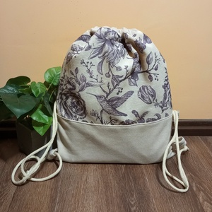 Kolibri és virág mintás tornazsák, Táska & Tok, Hátizsák, Tornazsák, Gymbag, Varrás, MESKA