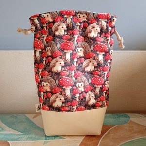 Sünik és gombák tisztasági vagy uzsonnás zsák - játék & sport - ovis felszerelés - ovis zsák - Meska.hu