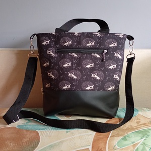 Fekete sünimintás válltáska - táska & tok - kézitáska & válltáska - válltáska - Meska.hu