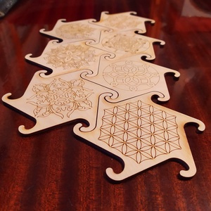 PUZZLE edényalátét, poháralátét 7db-os szett - otthon & életmód - konyhafelszerelés, tálalás - tálalás - tányér- és poháralátét - Meska.hu