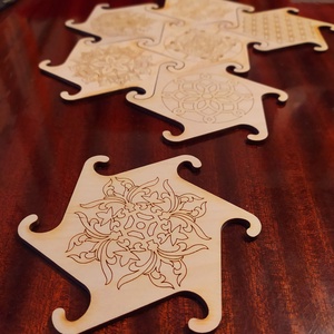 PUZZLE edényalátét, poháralátét 7db-os szett - otthon & életmód - konyhafelszerelés, tálalás - tálalás - tányér- és poháralátét - Meska.hu