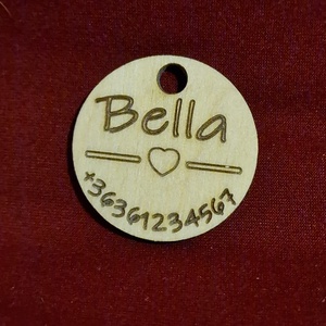 Fából készült MEDAL HEART biléta kedvencének, Otthon & Életmód, Kisállatoknak, Kutyáknak, Kutya biléta, Gravírozás, pirográfia, Famegmunkálás, MESKA