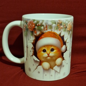 Karácsonyi cicás bögre - Meska.hu