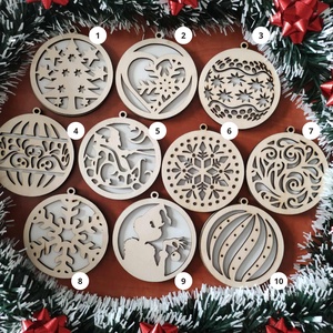 Lézervágott karácsonyfadísz 30 választható dizájn, Karácsony, Karácsonyi lakásdekoráció, Karácsonyfadíszek, Famegmunkálás, Gravírozás, pirográfia, MESKA