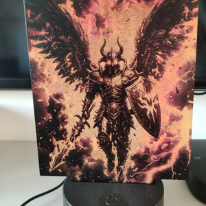 Hell Knight - Fantasy LED Gravírozott Plexi Kép, Művészet, Festmény, Festmény vegyes technika, , MESKA