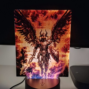 Hell Knight - Fantasy LED Gravírozott Plexi Kép - művészet - festmény - festmény vegyes technika - Meska.hu