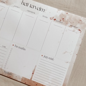 Heti tervező - heti menüvel és bevásárlólistával - otthon & életmód - papír, írószer - naptár & tervező - Meska.hu