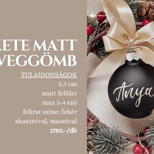 Egyedi feliratú karácsonyi üveggömb - fekete matt - karácsony - karácsonyi lakásdekoráció - karácsonyfadíszek - Meska.hu