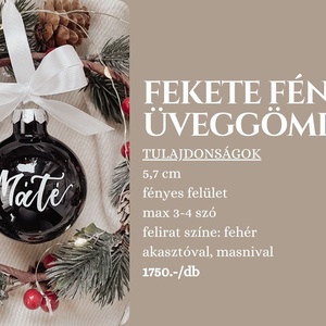 Egyedi feliratú karácsonyi üveggömb - fekete fényes - karácsony - karácsonyi lakásdekoráció - karácsonyfadíszek - Meska.hu