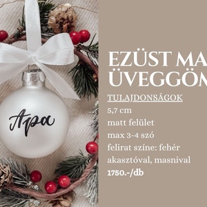 Egyedi feliratú karácsonyi üveggömb - ezüst matt - karácsony - karácsonyi lakásdekoráció - karácsonyfadíszek - Meska.hu