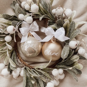 Egyedi feliratú karácsonyi üveggömb - gyöngyház matt - karácsony - karácsonyi lakásdekoráció - karácsonyfadíszek - Meska.hu