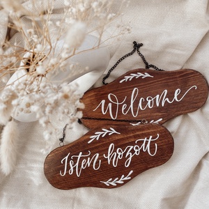 Isten hozott felirat - akasztós - otthon & életmód - dekoráció - ajtó- és ablak dekoráció - ajtótábla - Meska.hu