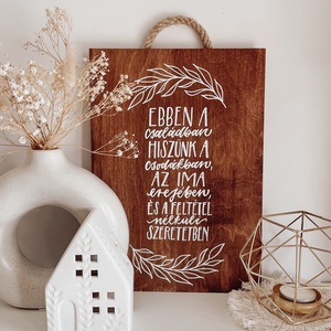 �Ebben a családban Fatábla, Otthon & Életmód, Dekoráció, Fali és függő dekoráció, Falra akasztható dekor, Festészet, Fotó, grafika, rajz, illusztráció, MESKA