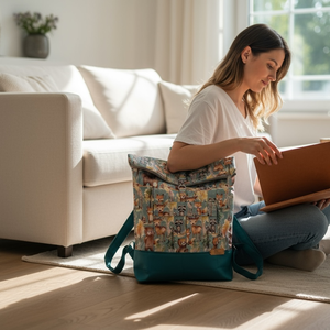 #HSA2 Blaur türkiz erdei állatok vízhatlan rolltop hátizsák , Táska & Tok, Laptoptáska, laptop hátizsák, Varrás, MESKA