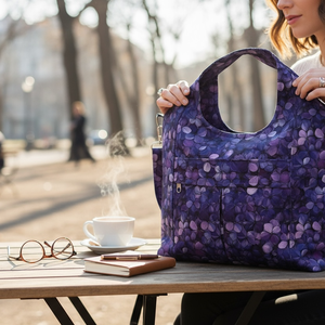 Lila ibolya virág mintás válltáska / kézitáska #TV2 - Meska.hu
