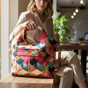 Blaur bézs geometriai mintás válltáska / kézitáska #TG1 - Meska.hu