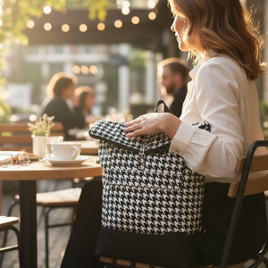 #HMM2 Fekete fehér tyúkláb mintás vízhatlan rolltop hátizsák, Táska & Tok, Laptoptáska, laptop hátizsák, , MESKA