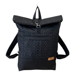 #HMM3 Fekete fehér háromszög  mintás vízhatlan rolltop hátizsák - táska & tok - laptoptáska, laptop hátizsák - Meska.hu