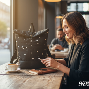#HMM4 Fekete fehér szív  mintás vízhatlan rolltop hátizsák, Táska & Tok, Laptoptáska, laptop hátizsák, , MESKA