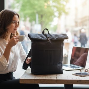 #HME8 Blaur sötétkék vízhatlan rolltop hátizsák  - Meska.hu