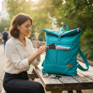 #HME11 Blaur türkiz  vízhatlan rolltop hátizsák , Táska & Tok, Laptoptáska, laptop hátizsák, , MESKA