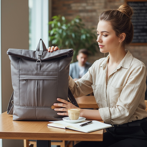 #HME18 Blaur szürke vízhatlan rolltop hátizsák  - Meska.hu