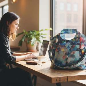 TG3 Blaur - türkiz geometriai mintás válltáska / kézitáska #TG2, Táska & Tok, Kézitáska & válltáska, Válltáska, Varrás, MESKA