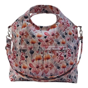 TV3 Blaur szürke rózsaszín virág mintás válltáska / kézitáska #TV2 - táska & tok - kézitáska & válltáska - válltáska - Meska.hu