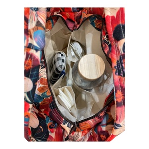 TV4 Blaur - piros narancs türkiz virág mintás válltáska / kézitáska #TV2 - táska & tok - kézitáska & válltáska - válltáska - Meska.hu