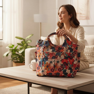 TV4 Blaur - piros narancs türkiz virág mintás válltáska / kézitáska #TV2, Táska & Tok, Kézitáska & válltáska, Válltáska, Varrás, MESKA