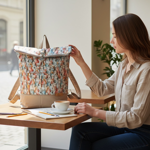 #HMA2 Blaur apró macska mintás vízhatlan rolltop hátizsák , Táska & Tok, Laptoptáska, laptop hátizsák, , MESKA