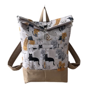 #HMA3 Blaur macska mintás vízhatlan rolltop hátizsák  - táska & tok - laptoptáska, laptop hátizsák - Meska.hu