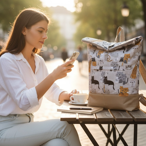 #HMA3 Blaur macska mintás vízhatlan rolltop hátizsák , Táska & Tok, Laptoptáska, laptop hátizsák, , MESKA