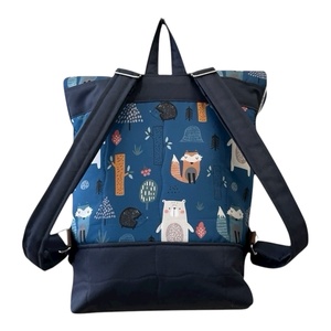 #HMA7 Blaur erdei állatok kék maci vízhatlan rolltop hátizsák  - táska & tok - laptoptáska, laptop hátizsák - Meska.hu